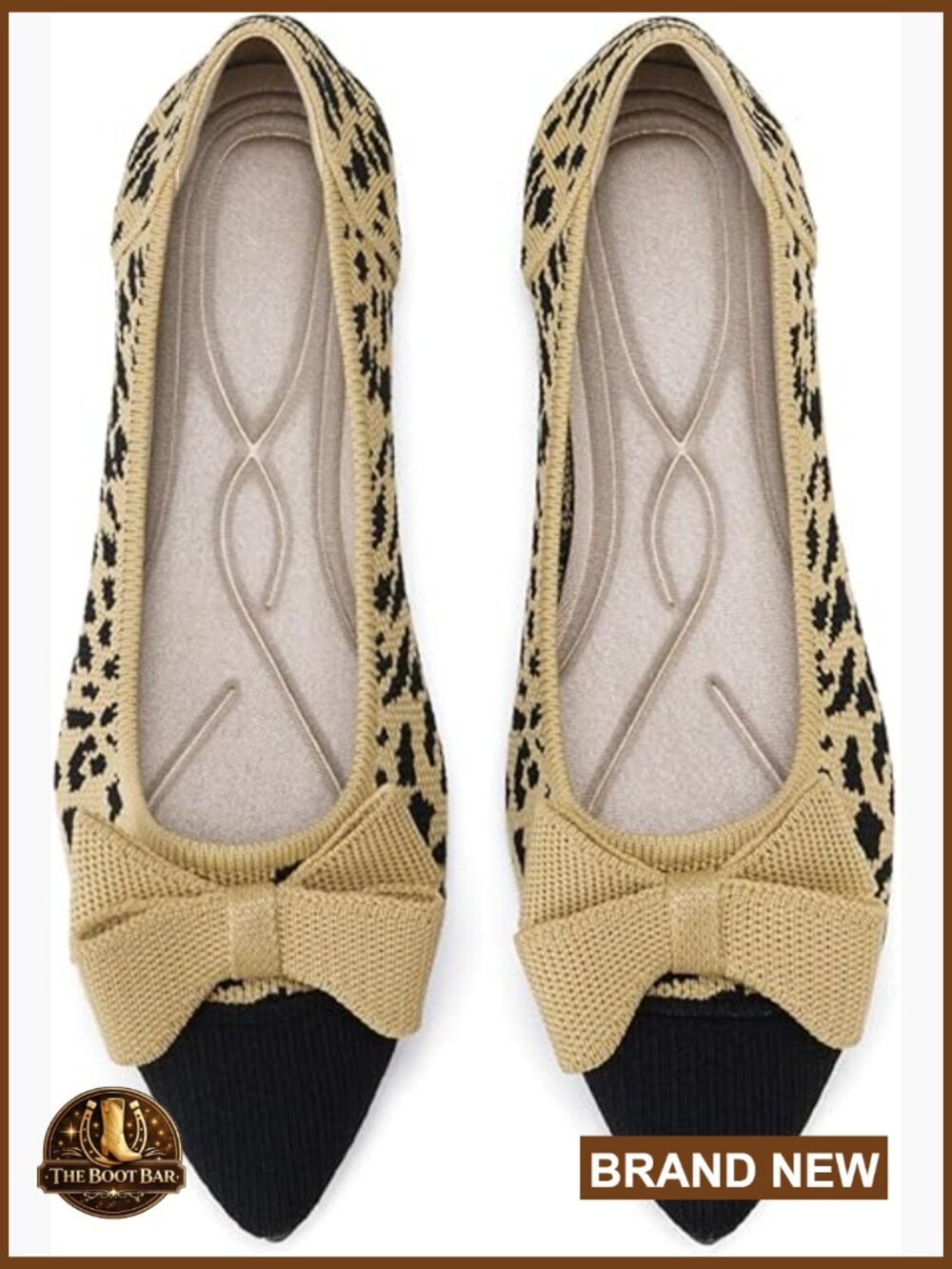 Womens Flats Slip On Bow Knit Ballet Flat Comfortable Pointed Toe Dressy Classic